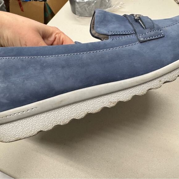 Aravon Blue Suede Loafer Shoes Womens 12 Casual Flats Comfort Casual Preppy - Picture 9 of 10